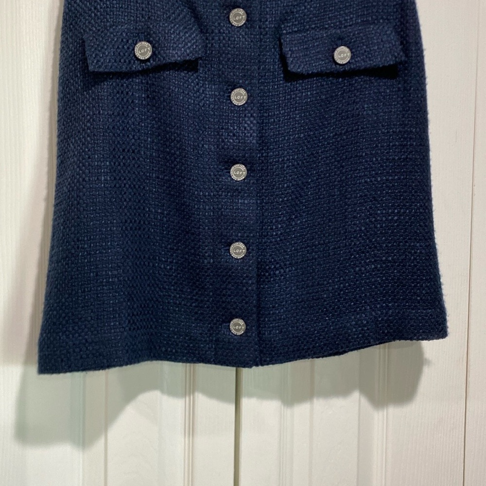 LOFT Blue A-Line Boucle Mini Skirt for Work